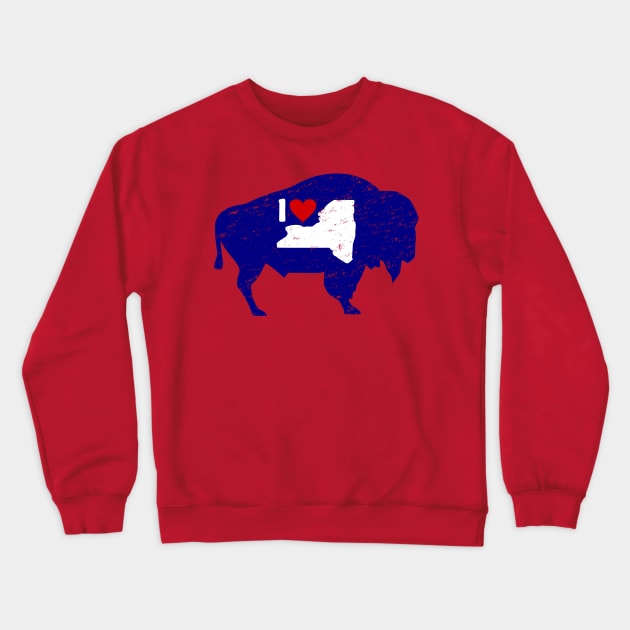 Distressed I Love Buffalo NY Crewneck Sweatshirt by LaurenElin